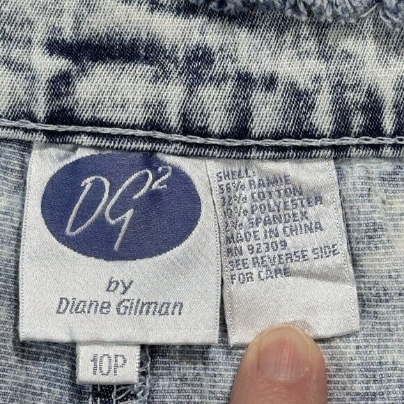 DG 2 by DIANE GILMAN Jeans Women 10P Acid Wash Stretch Ramie‎ Raw Edges Stretch - Picture 8 of 16